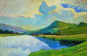 Nico Klopp Moselle near Schengen at the Drailannereck Germany oil painting artist